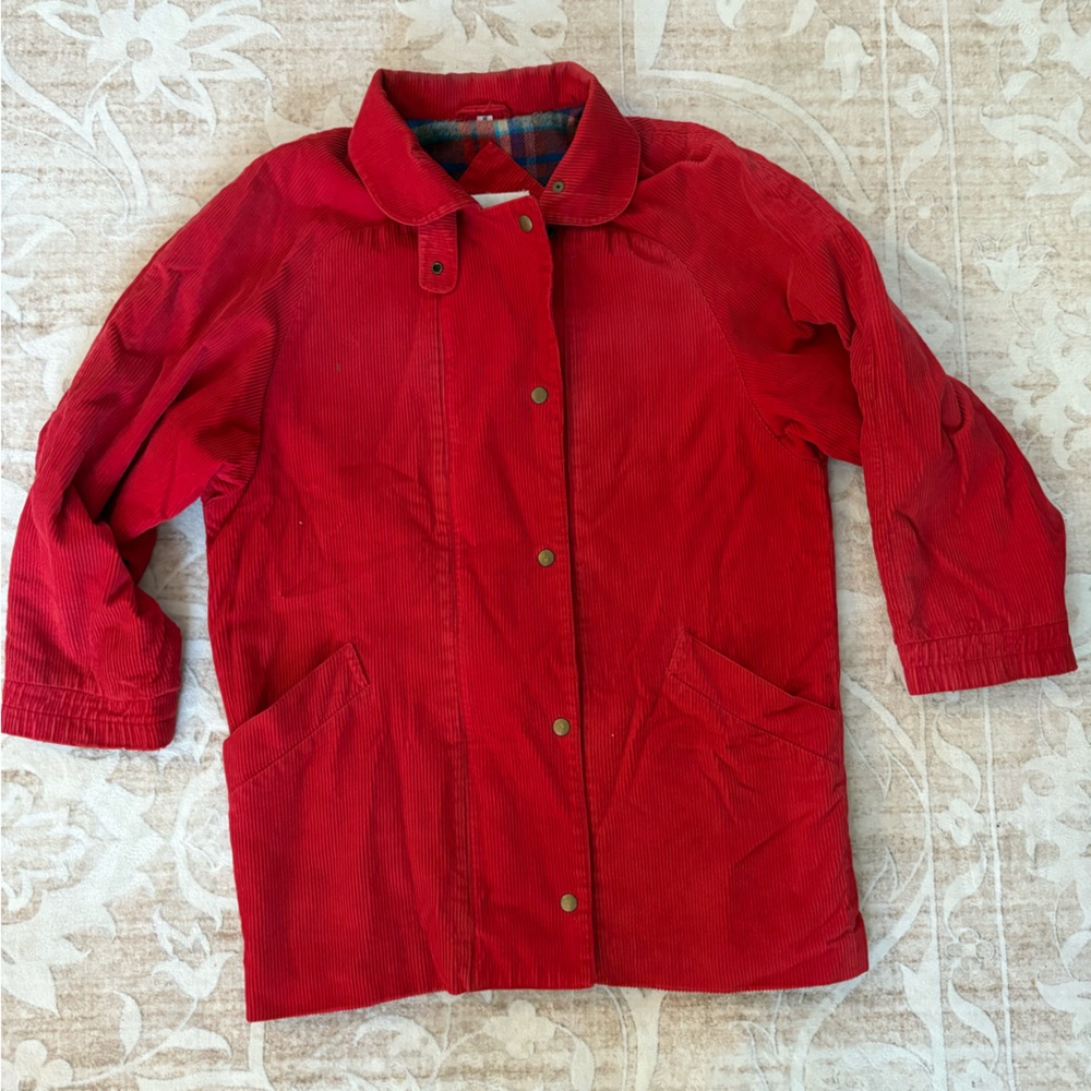 Vintage Women's Classic Red Corduroy Utility Barn Coat Size L